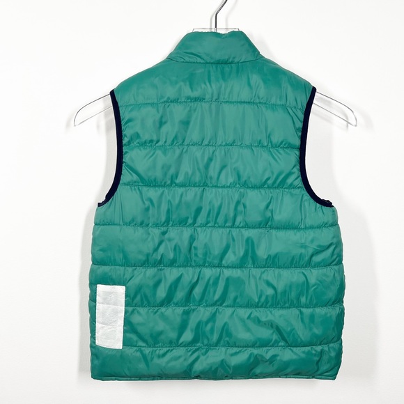 Ikks Boys Reversible Puffer Vest in Green and Blue with Stripes Size 10 - Picture 4 of 16